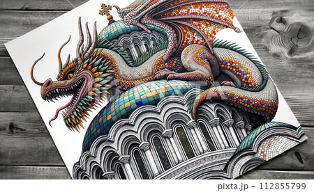 絵画に命を宿す色彩の龍 112855799