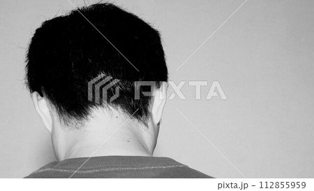 落ち込む男性の後ろ姿 112855959