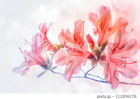 ツツジの花（水彩画）「AI生成画像」 112856276