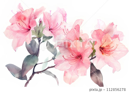 ツツジの花（水彩画）「AI生成画像」 112856278