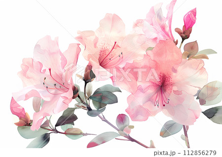 ツツジの花（水彩画）「AI生成画像」 112856279