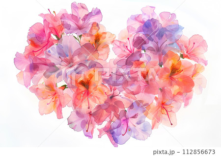 ハートの形をしたツツジの花「AI生成画像」 112856673