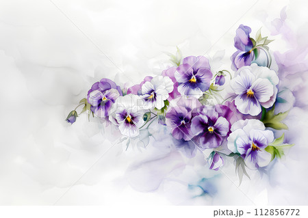 パンジーの花（水彩画）「AI生成画像」のイラスト素材
