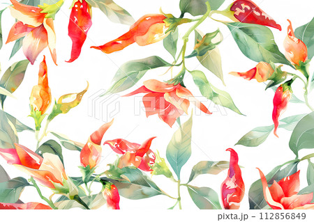 観賞用の唐辛子(水彩画)「AI生成画像」 観賞用の唐辛子(水彩画)「AI生成画像」 112856849