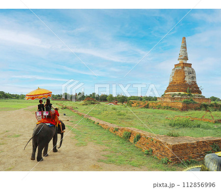 タイ アユタヤ 象乗り体験 112856996