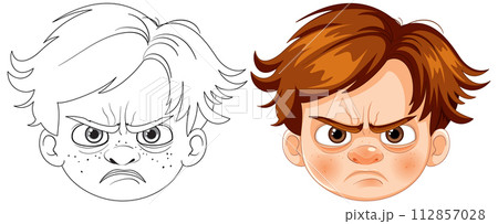 Angry Expressions Cartoon Illustration Angry Expressions Cartoon Illustration 112857028