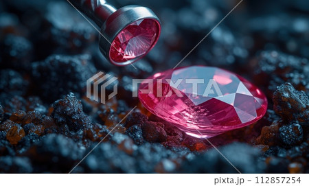 jeweler's work cutting a gemstone close-up jeweler's work cutting a gemstone close-up 112857254