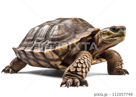 AI-generated content. Sulcata tortoise on a...のイラスト素材 [112857749] - PIXTA