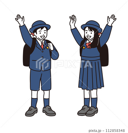 制服を着た小学生のシンプルなイラスト 112858348