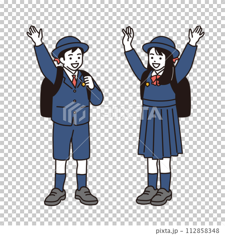 制服を着た小学生のシンプルなイラスト 112858348