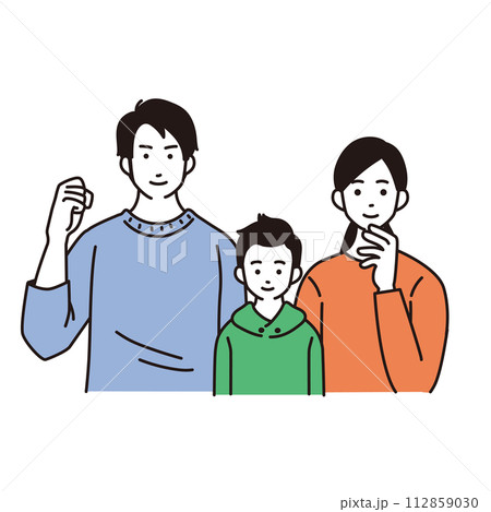 三人家族のシンプルなイラスト 112859030