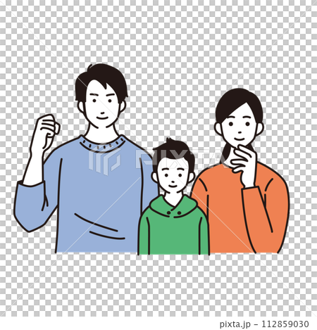 三人家族のシンプルなイラスト 112859030