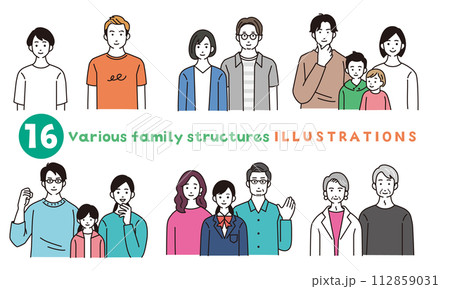 色々な家族構成のイラストセット 112859031