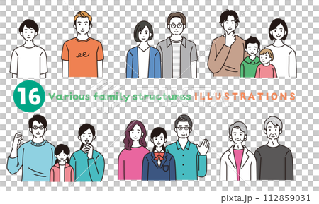 色々な家族構成のイラストセット 112859031