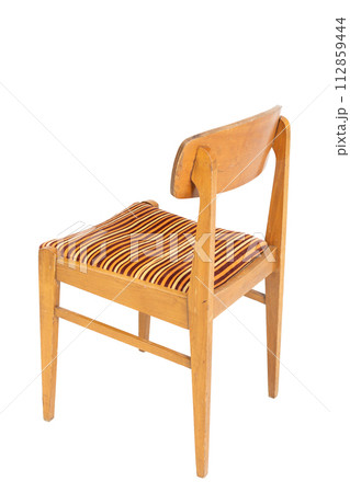 Polish original wooden chair from the 70's and 80's. Back angle view. 112859444