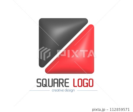 3d square logo. A template for a brand, ID, sticker, sticker, or pictogram. Social network icon, corporate design idea 3d square logo. A template for a brand, ID, sticker, sticker, or pictogram. Social network icon, corporate design idea 112859571