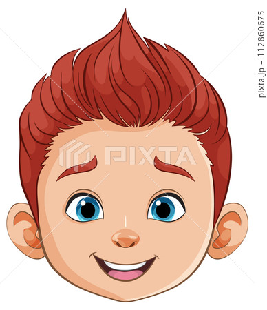 Cheerful Boy with Red Spiky Hair Cheerful Boy with Red Spiky Hair 112860675