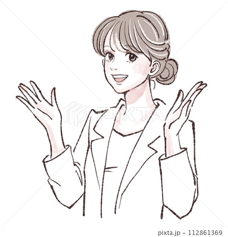 白衣/女医/美容外科/整形外科/エステティシャン/受付/オペレーター/案内女性・女の子のイラスト素材 112861369