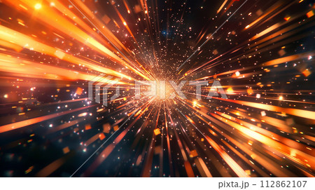 宇宙と速度をイメージした光の集中線 112862107