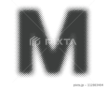 ハーフトーンのアルファベット　大文字　M 112863404