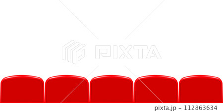Movie theater hall with seat rows for audience and cinema projector. Vector Movie theater hall with seat rows for audience and cinema projector. Vector 112863634