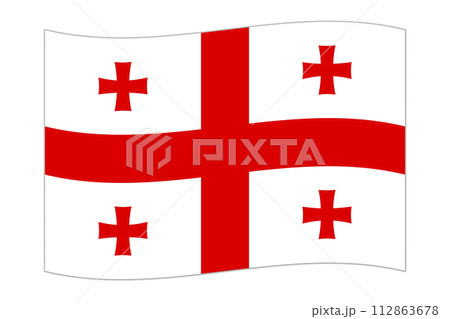 Waving flag of the country Georgia. Vector illustration. 112863678