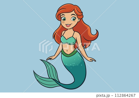 a mermaid girl, vector illustration 112864267