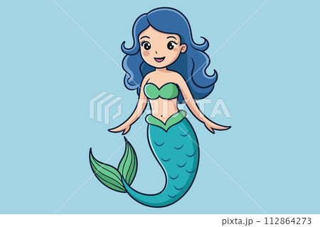 a mermaid girl, vector illustration 112864273