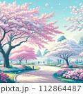 桜の風景イラスト 112864487