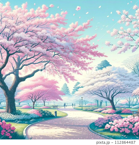 桜の風景イラスト 112864487