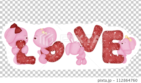Rabbit holding love word のイラスト素材 [112864760] - PIXTA