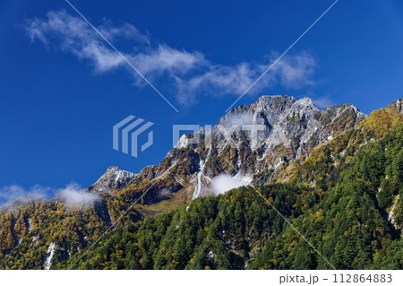 横尾から見る秋色の北アルプス・前穂高岳 112864883