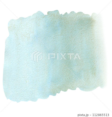 Hand drawn watercolor stain. Abstract splash on white background. Blue painted with watercolor on paper. Creative minimalist blue watercolor painted. Handmade 112865513