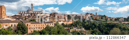 Panoramic view of the historic city of Sienaの写真素材