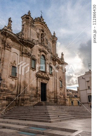 Facade of church Saint Francis of Assisi in downtown Matera, Italy 112866430