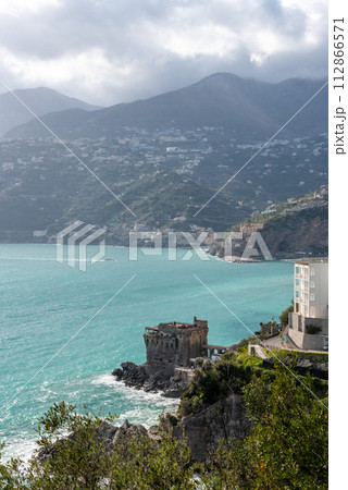 Scenic maritime landscape with cliffs at the famous Amalfi Coast, Italy Scenic maritime landscape with cliffs at the famous Amalfi Coast, Italy 112866571