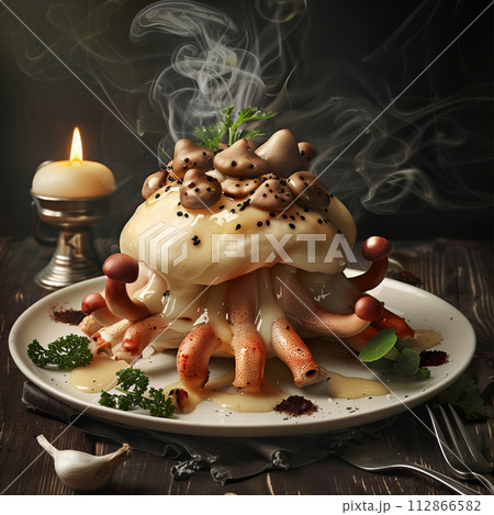 Fantasy weird dish with mushrooms with...のイラスト素材 [112866582] - PIXTA
