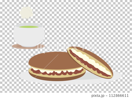 Illustration of dorayaki and tea 112866611