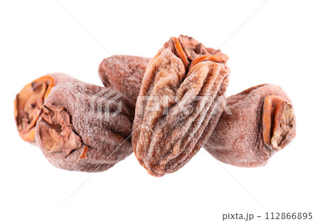 Dried persimmon isolated on white background. Dried fruit snack. 112866895