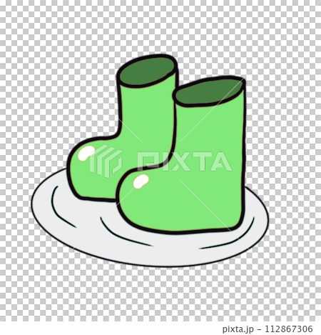 淡い緑の長靴と水たまりのイラスト 淡い緑の長靴と水たまりのイラスト 112867306