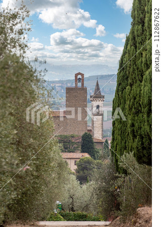 The Holy Cross church tower in Vinci, Italy, baptismal church of genius Leonardo da Vinci The Holy Cross church tower in Vinci, Italy, baptismal church of genius Leonardo da Vinci 112867622
