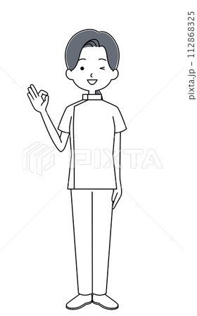 オッケーサイン 整体師のイラスト(女性) オッケーサイン 整体師のイラスト(女性) 112868325