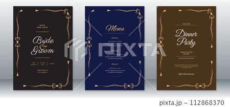 Luxury wedding invitation card template design dark background 112868370