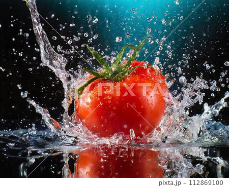 水を浴びる新鮮なトマト 112869100