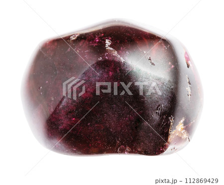tumbled rhodolite pyrope crystal isolated on white 112869429