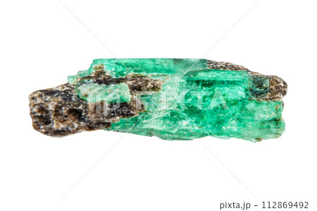 uncut emerald crystal isolated on white uncut emerald crystal isolated on white 112869492