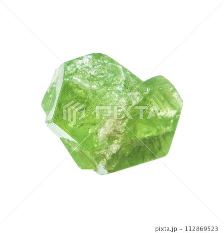 unpolished demantoid mineral isolated on white 112869523