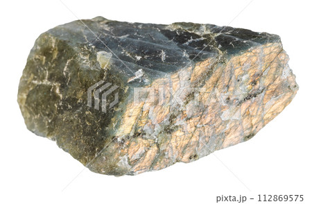 unpolished green labradorite mineral isolated 112869575