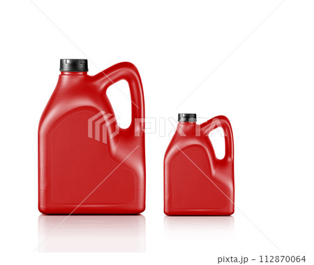 Plastic canister for machine oil isolated on white background 112870064