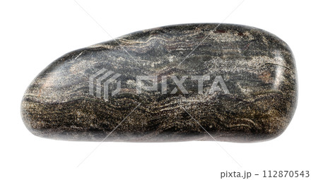 tumbled phyllite mineral isolated on white 112870543